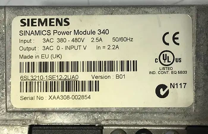 سروو درایو زیمنس 6SL3210-1SE12-2UA0 کارکرده