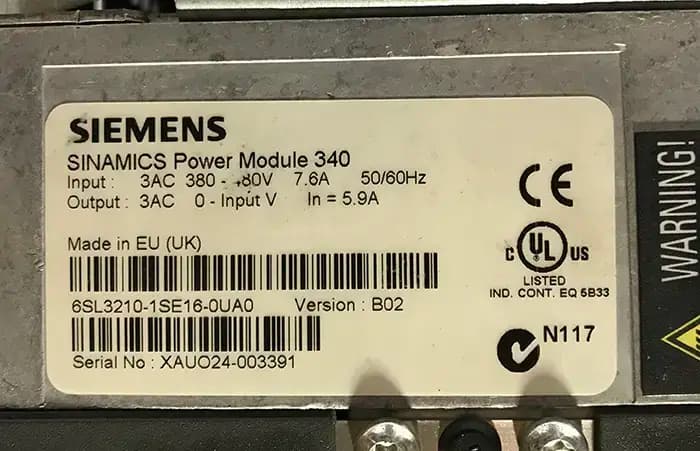 سروو درایو زیمنس 6SL3210-1SE16-0UA0 کارکرده
